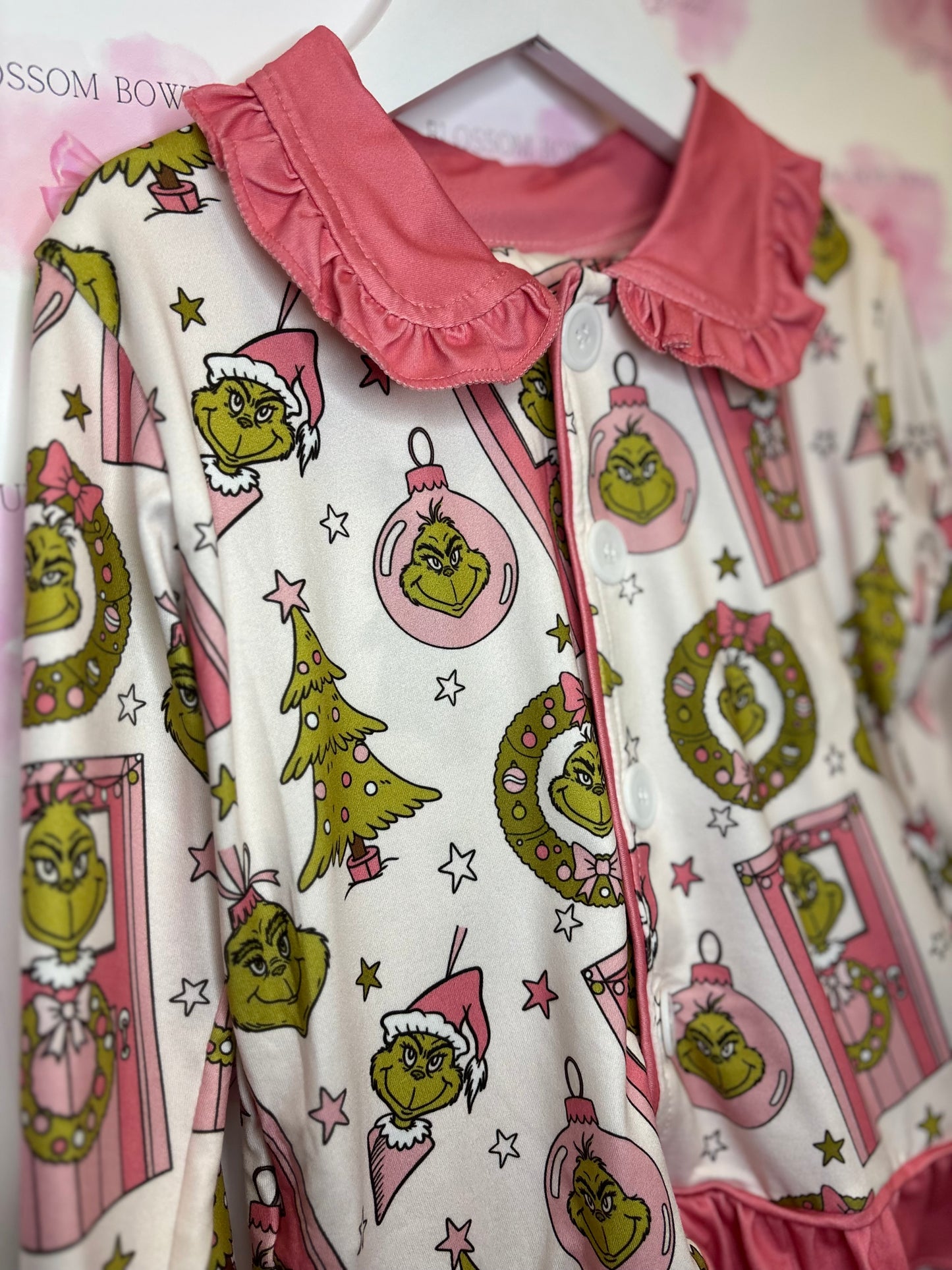 Pink grinch girls Christmas pyjamas (PRE ORDER)