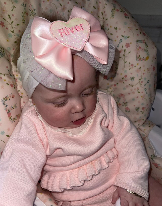 Personalised name heart bow