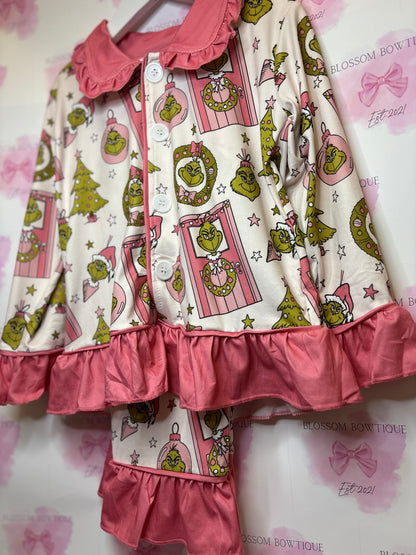 Pink grinch women’s Christmas pyjamas (PRE ORDER)