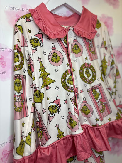 Pink grinch women’s Christmas pyjamas (PRE ORDER)