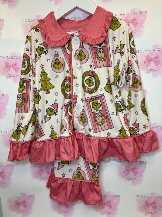 Pink grinch women’s Christmas pyjamas (PRE ORDER)