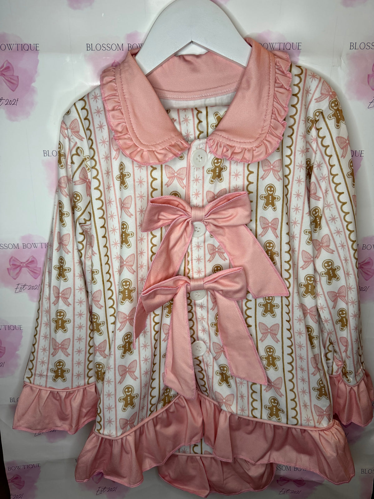Pink gingerbread Girls Christmas pyjamas (PREORDER)