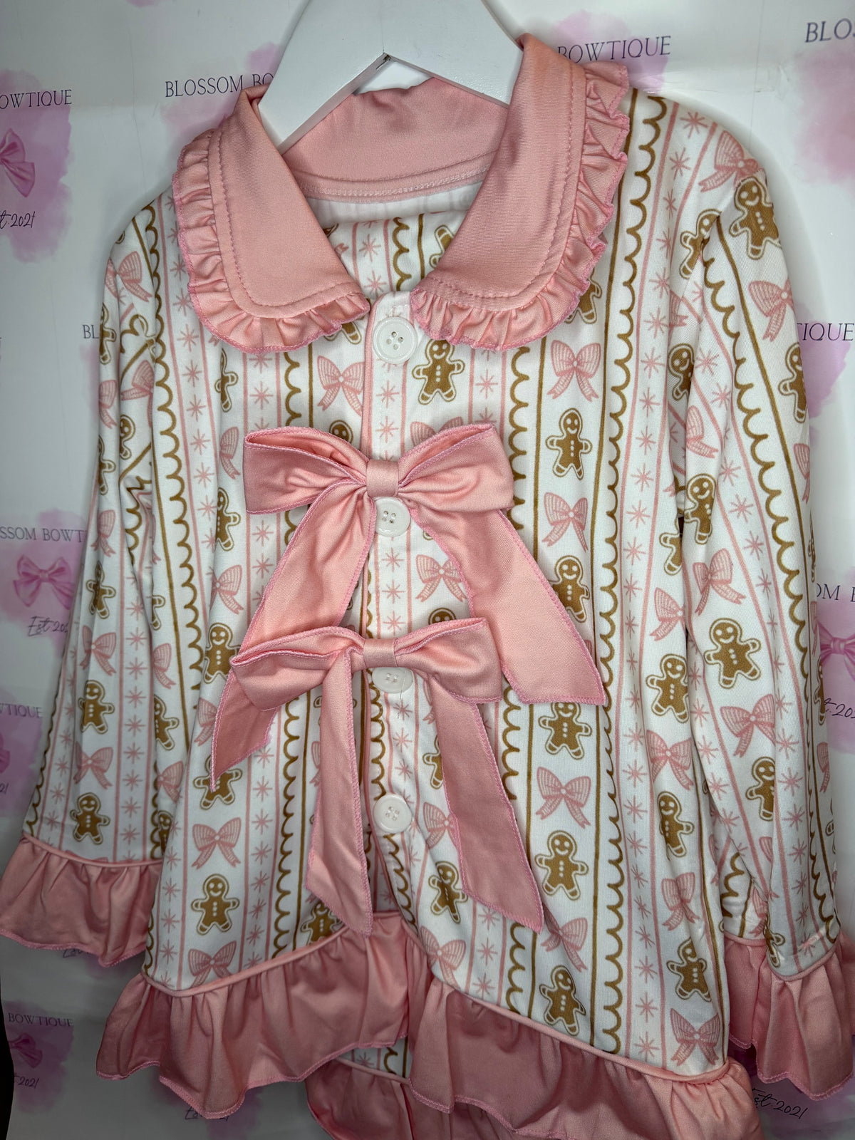 Pink gingerbread Girls Christmas pyjamas (PREORDER)