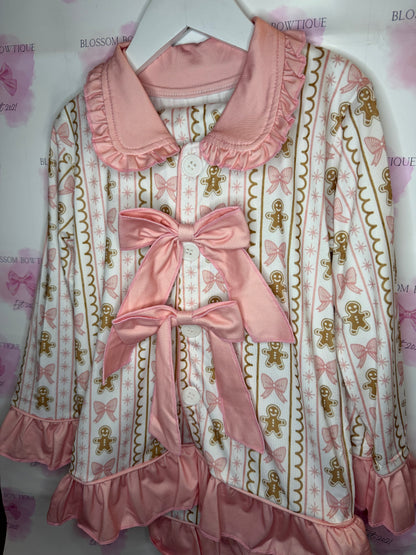 Pink gingerbread Girls Christmas pyjamas (PREORDER)