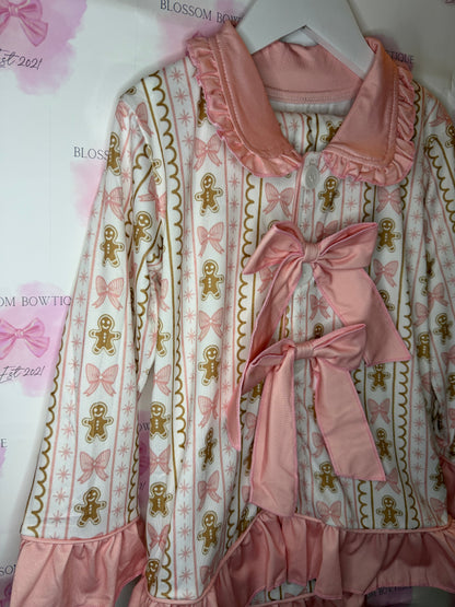 Pink gingerbread Girls Christmas pyjamas (PREORDER)