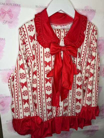 Snowflakes & Bows Girls Christmas pyjamas (PREORDER)